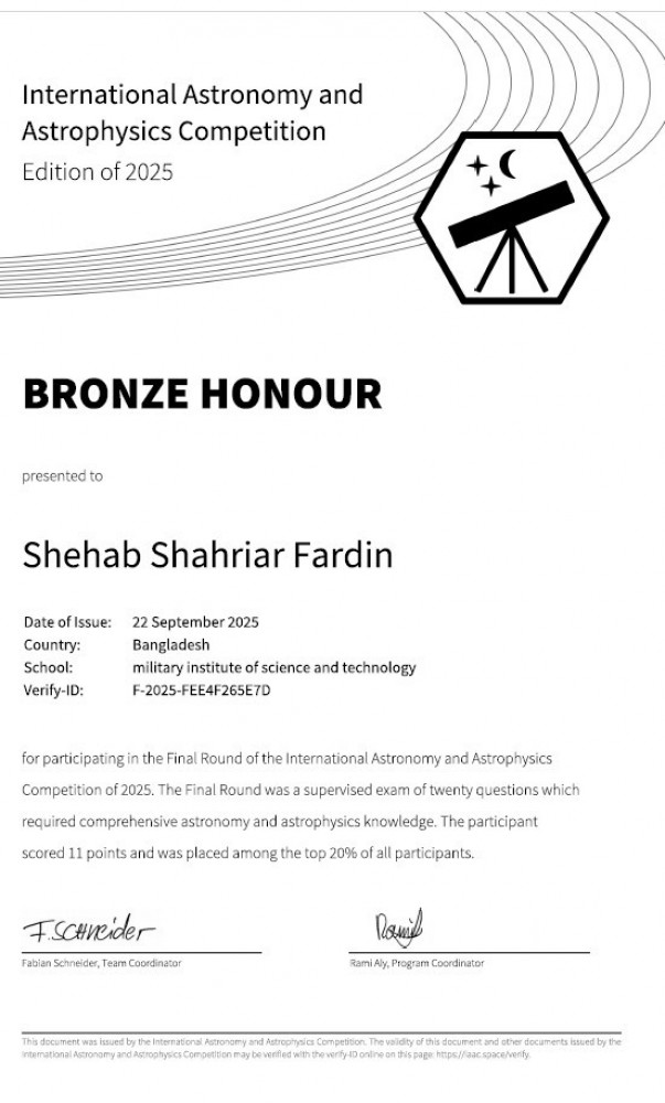 MIST Student Wins Bronze Honour in IAAC 2025